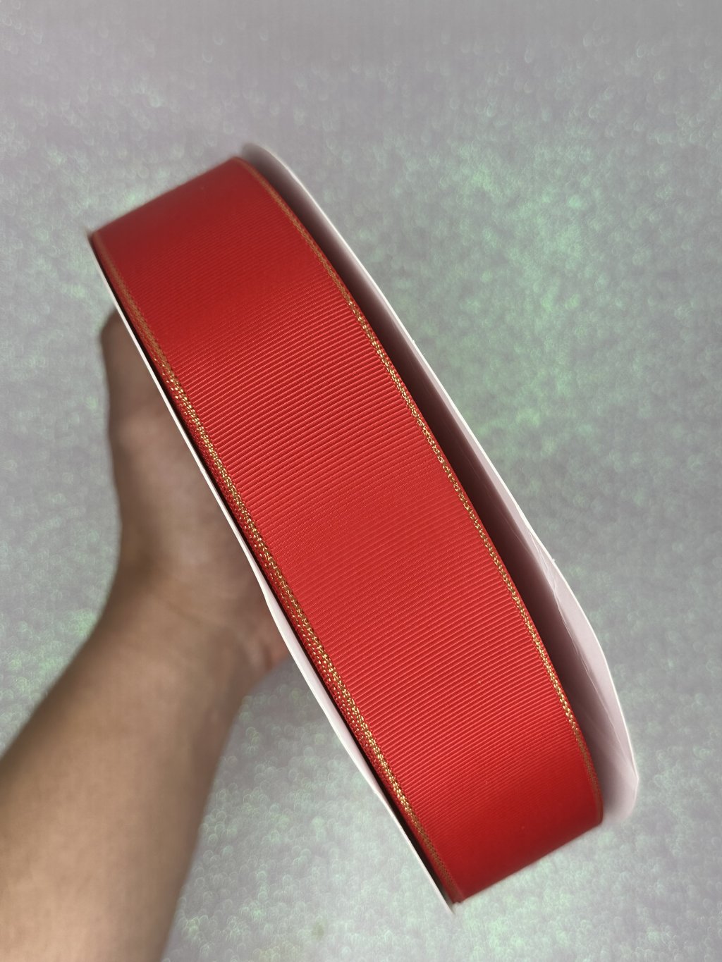 Fita Gorgurão Borda Ouro n°9 Yama Cor235-POPPY RED 38mm 05mt