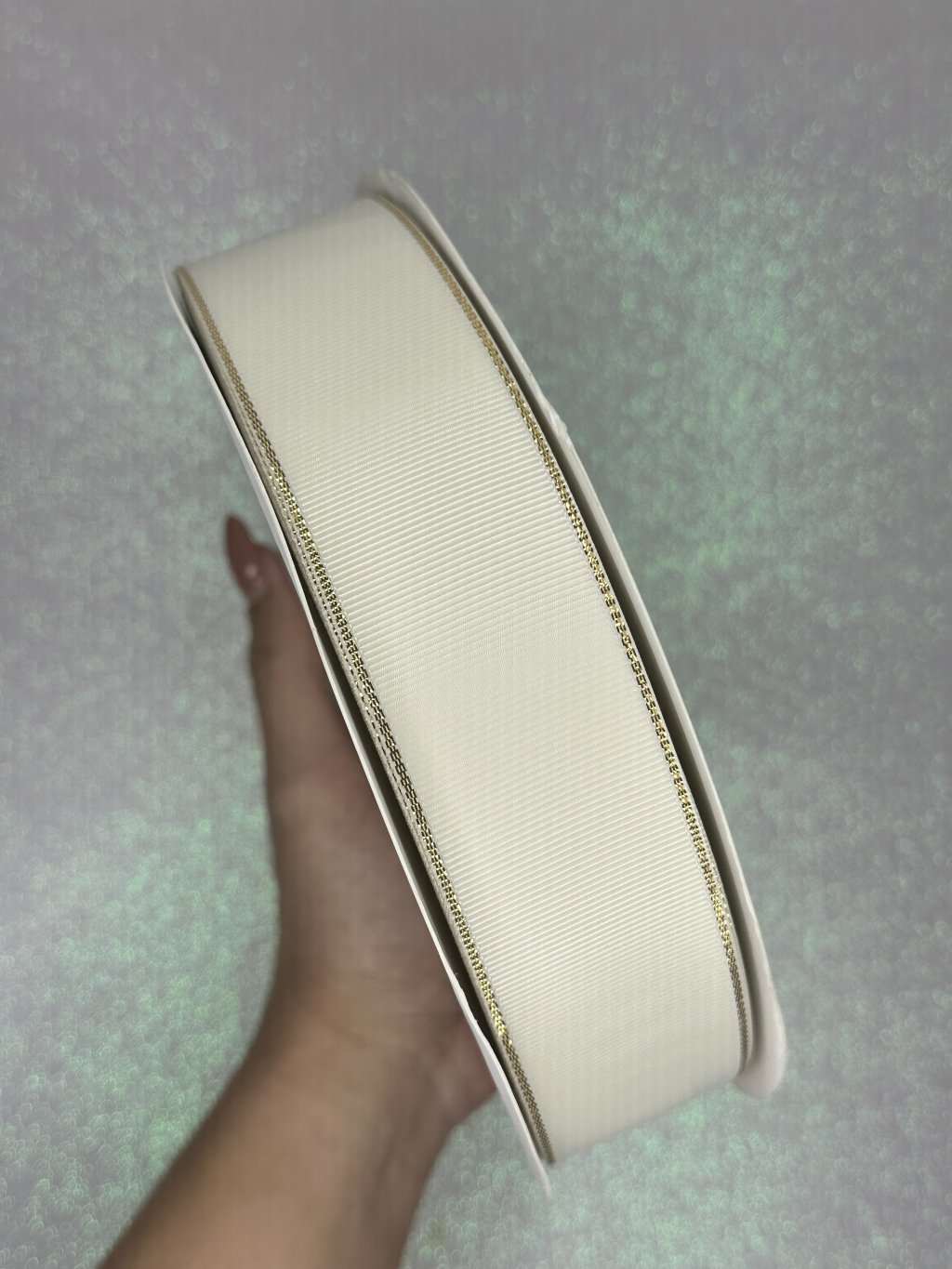 Fita Gorgurão Borda Ouro n°9 Yama Cor028-ANTIQUE WHITE 38mm 05mt