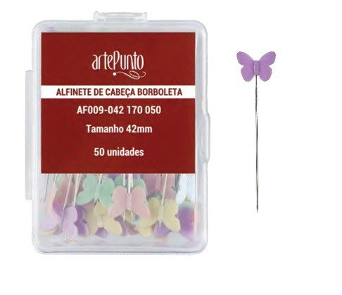 Alfinete Patchwork ArtePunto BORBOLETA Ref:AF009 42mm Aço 50und