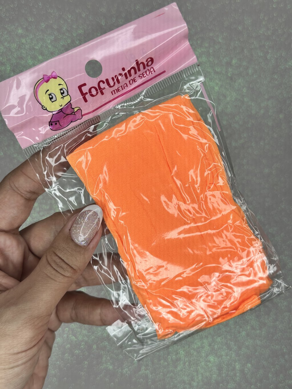 Meia de seda Fofurinha Cor004-LARANJA FLUOR