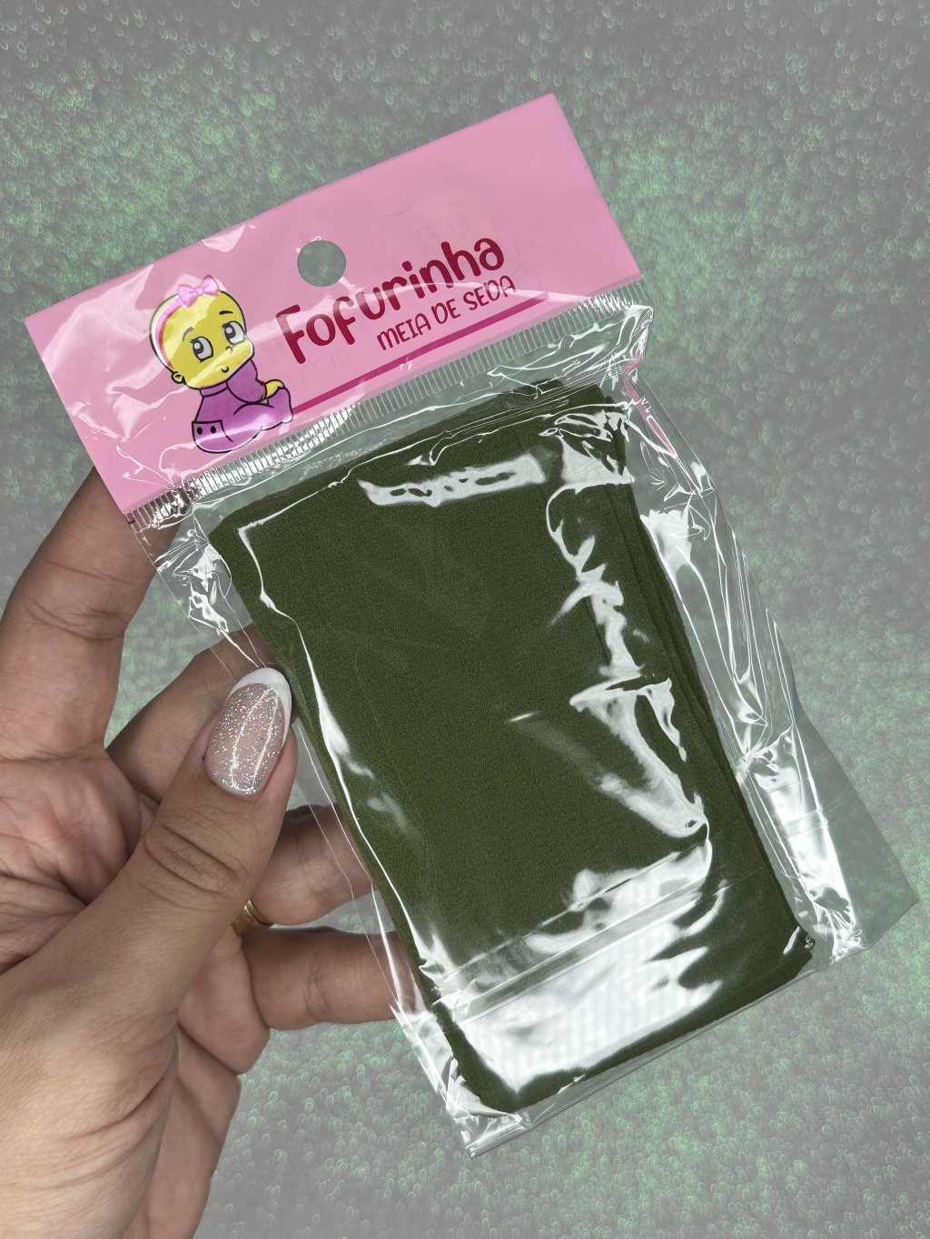 Meia de seda Fofurinha Cor030-VERDE MUSGO