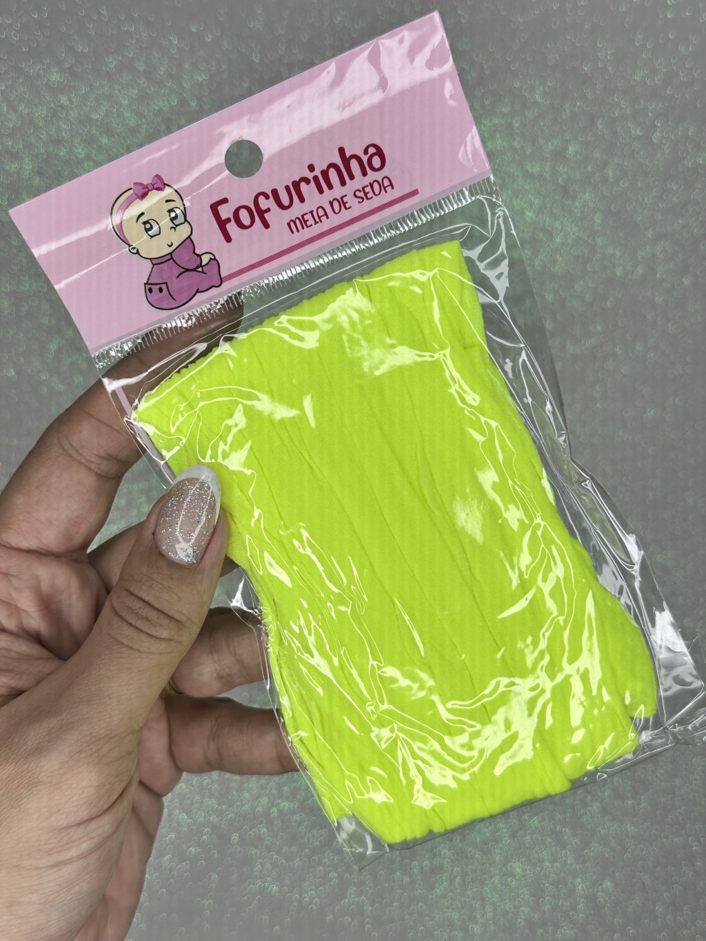 Meia de seda Fofurinha Cor048-AMARELO FLUOR