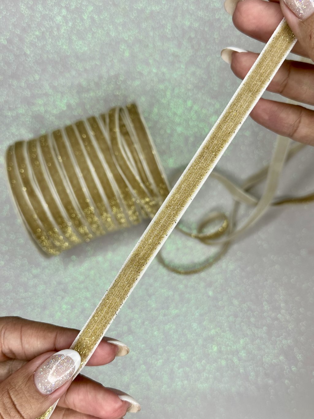 Fita Veludo Lurex Yama Ref:48770 DOURADO/OURO 10mm 03mt