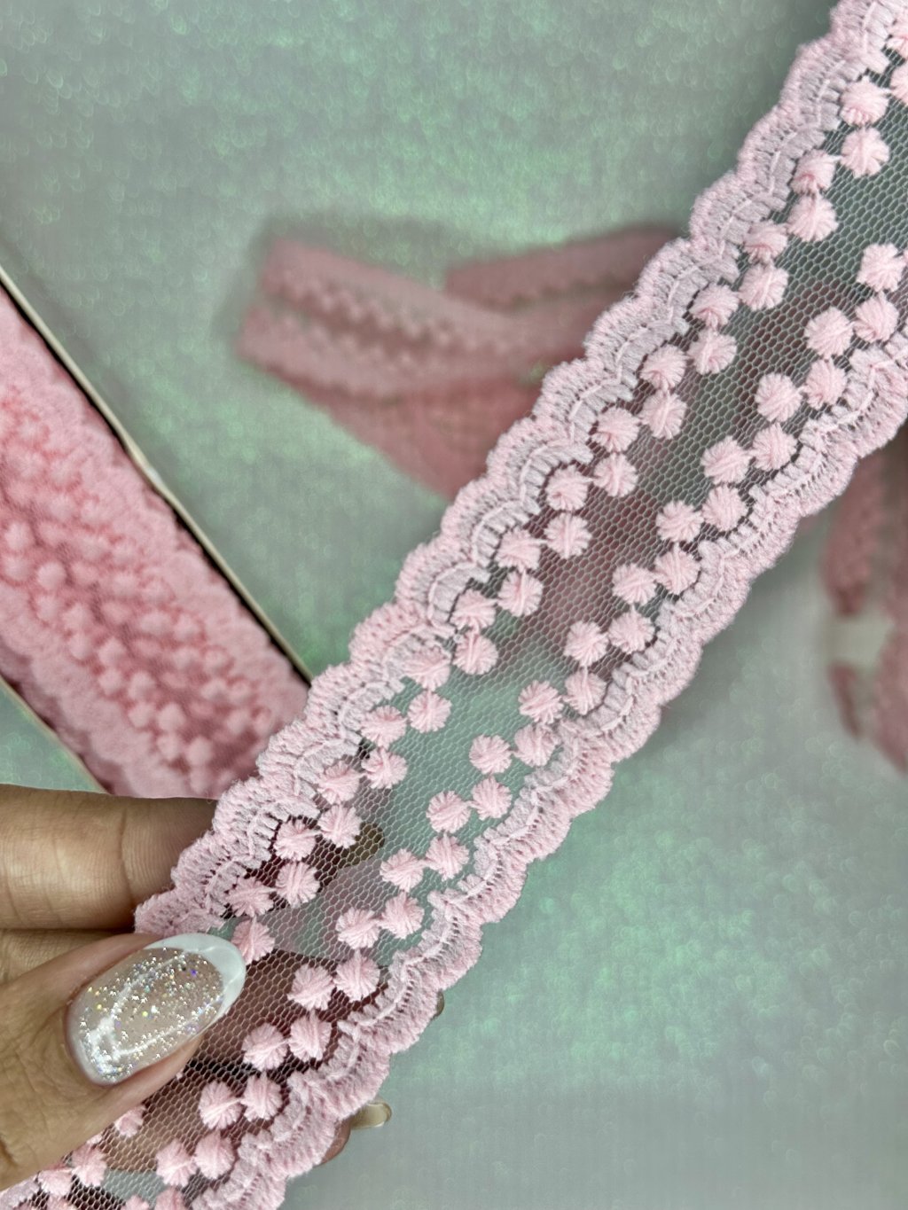 Fita Renda Asterisco Yama Ref:50243 ROSA CLARO 38mm 02mt