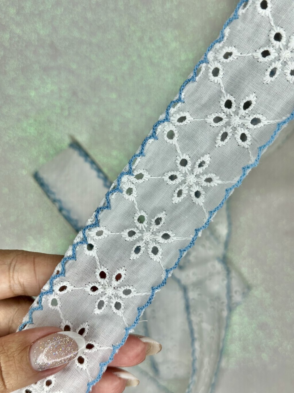 Fita Cambraia Yama Ref:50420 BRANCO/AZUL 38mm 02mt