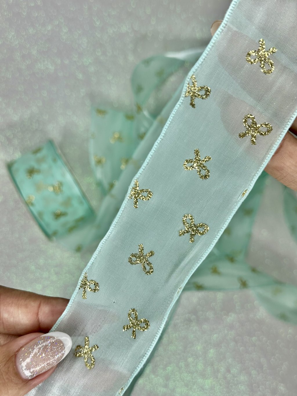 Fita Organza Acetinada Laço Yama Ref:50417 ACQUA 38mm 02mt