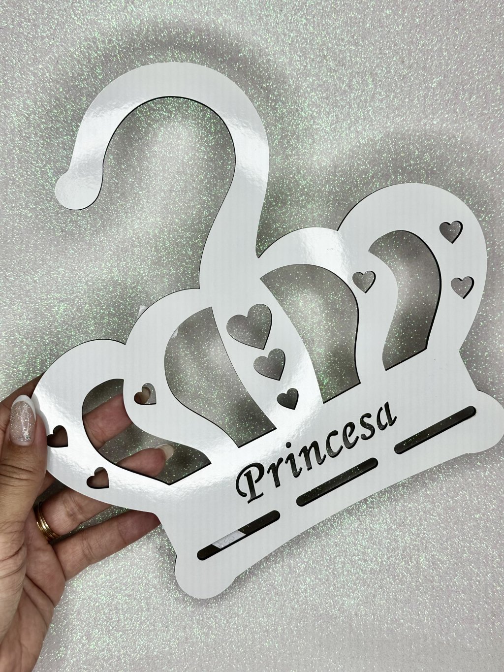 Cabide MDF Coroa Princesa Ref:50513 BRANCO 24x24cm