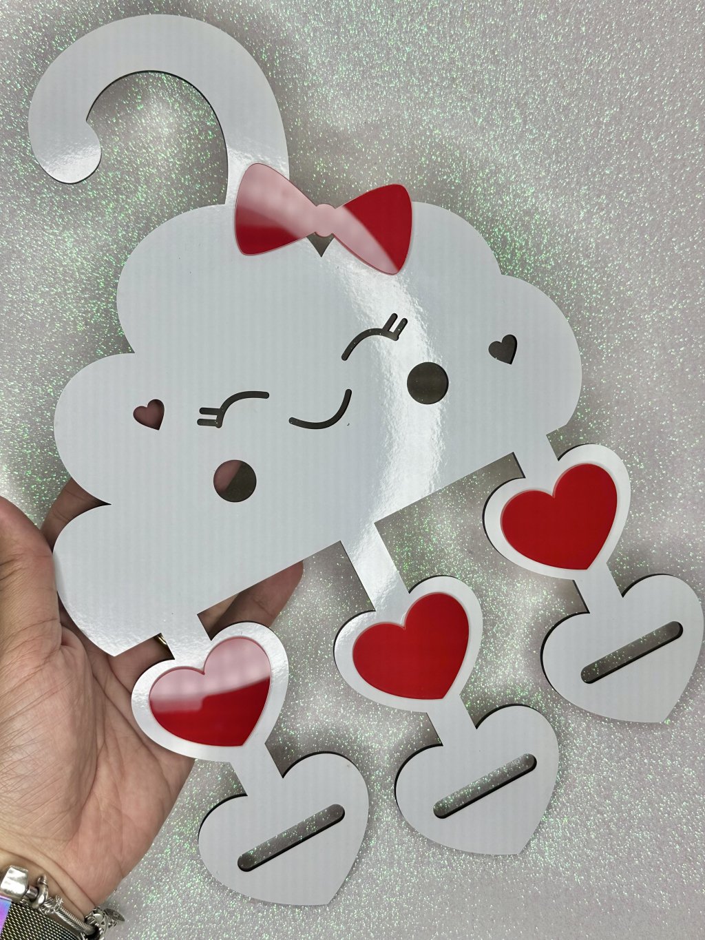 Cabide MDF Chuva de Amor Ref:50511 VERMELHO 20x32cm