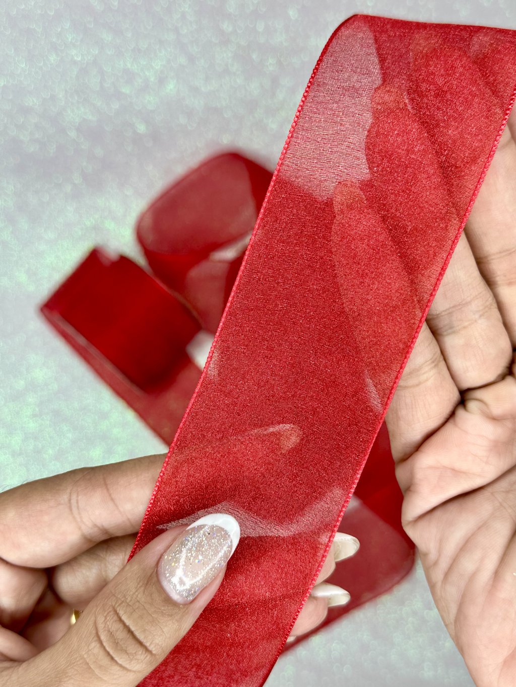 Fita Organza Brilho Mili Ref:50520 VERMELHO 38mm 9mt