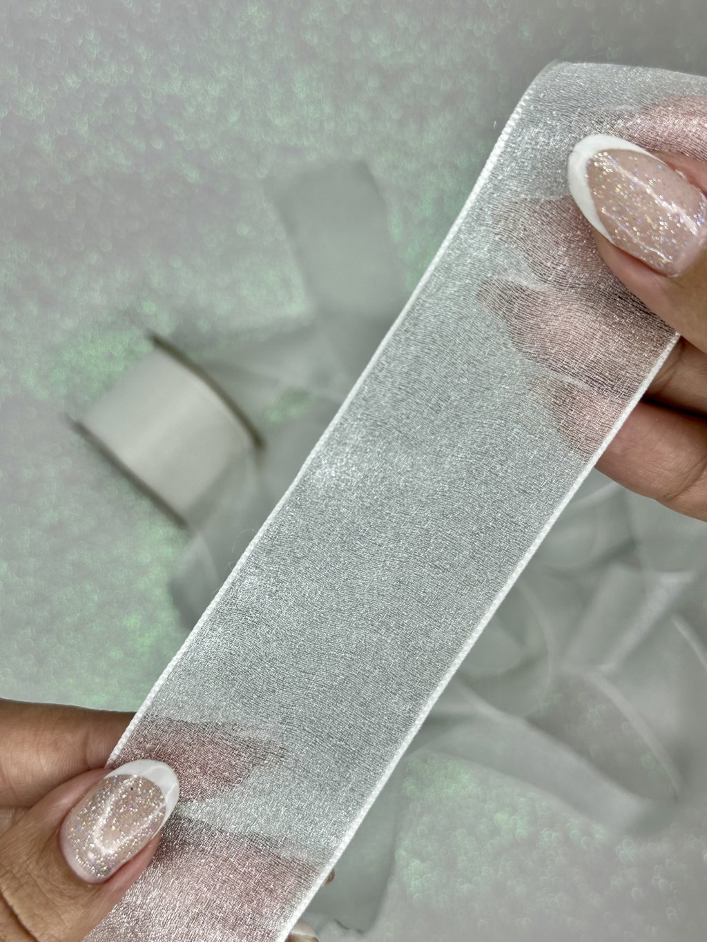 Fita Organza Brilho Mili Ref:50520 BRANCO 38mm 9mt