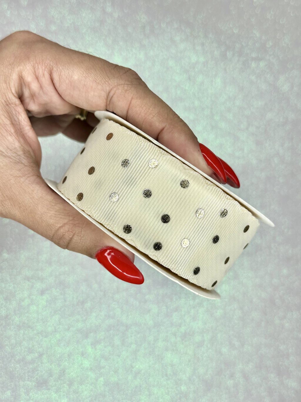 Fita Gorgurão Poá Ref:50583 Mili Cor028-OFFWHITE 38mm 03mt