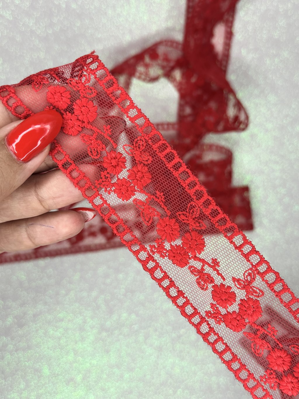 Fita Renda Voil FLOR RAMO MILLI n°9 Ref:50247 VERMELHO 38mm 02mt