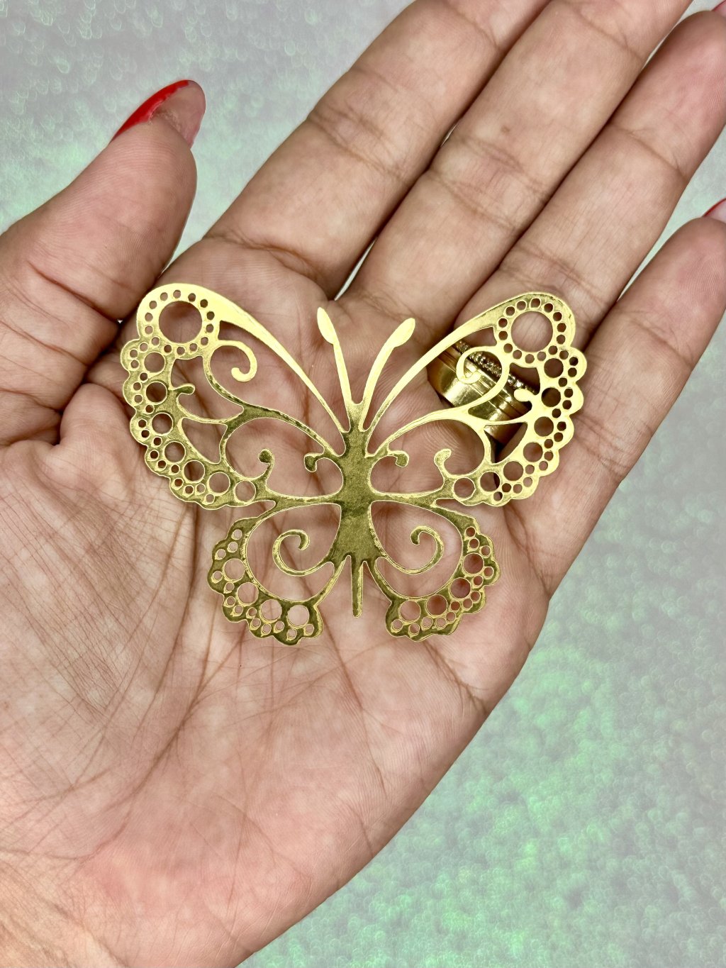 Aplique Borboleta G Bolinha Lonita Metalizada Lomil Ref:50602 OURO 70mm 01und