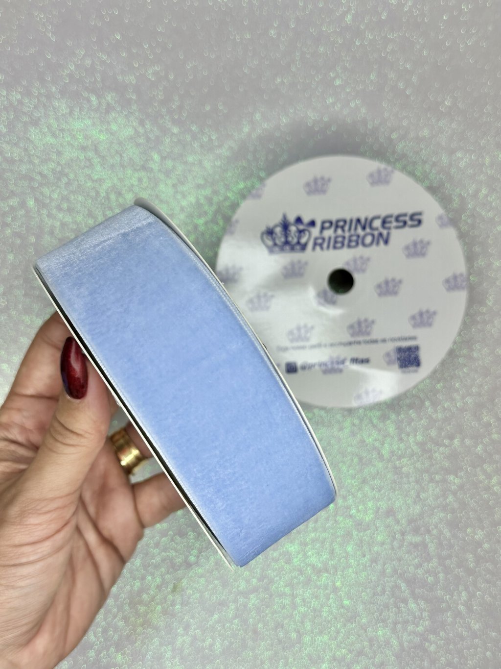  Fita Veludo n°9 Princess cor006-AZUL CLARO 38mm 10mt