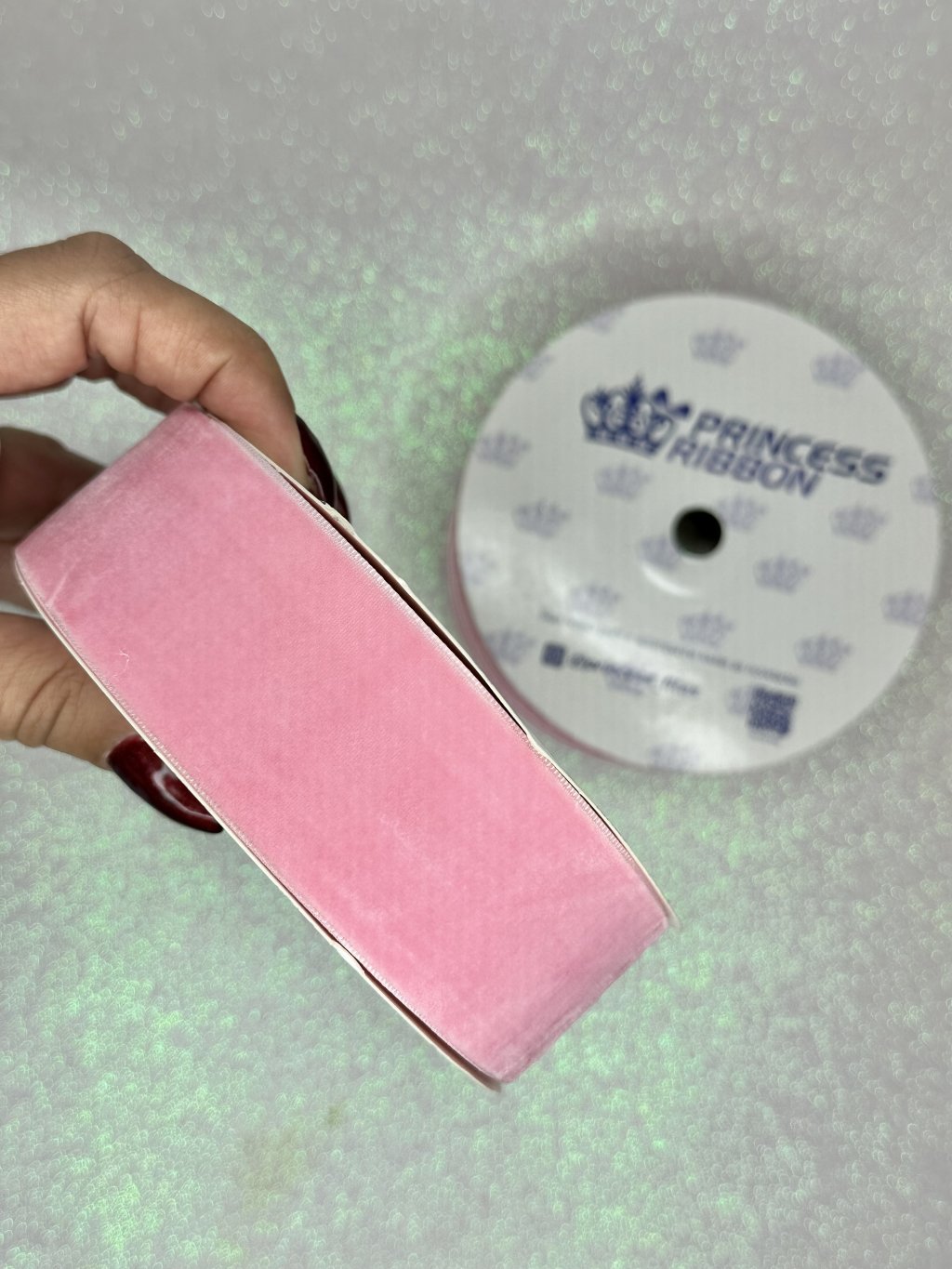  Fita Veludo n°9 Princess cor080-ROSA CLARO 38mm 10mt