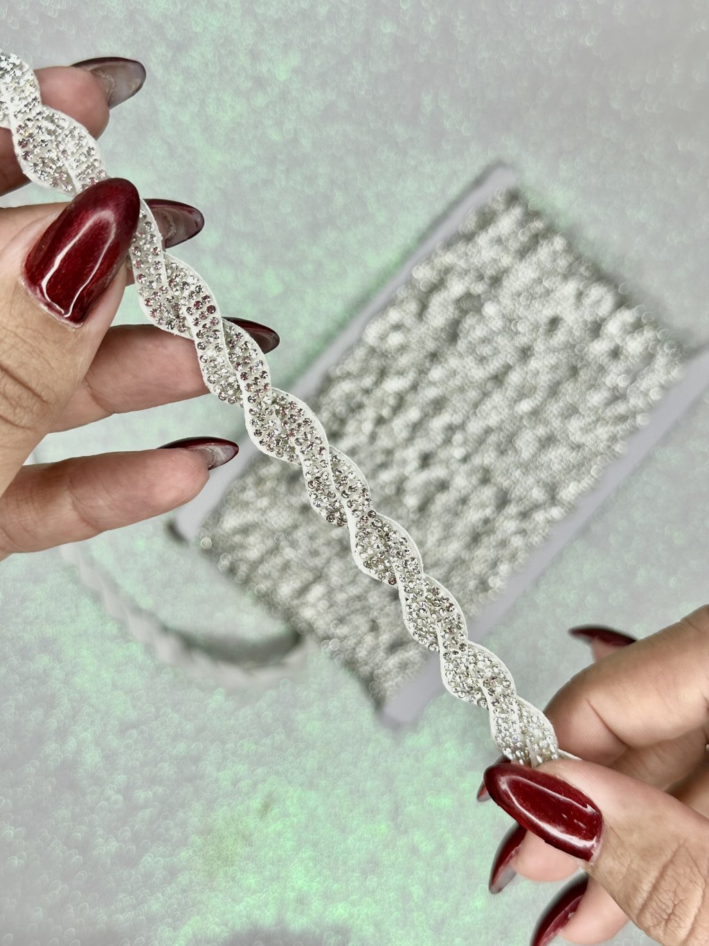 Meia Cana Strass Trançado Lomil Ref:50676 PRATA 10mm metro 