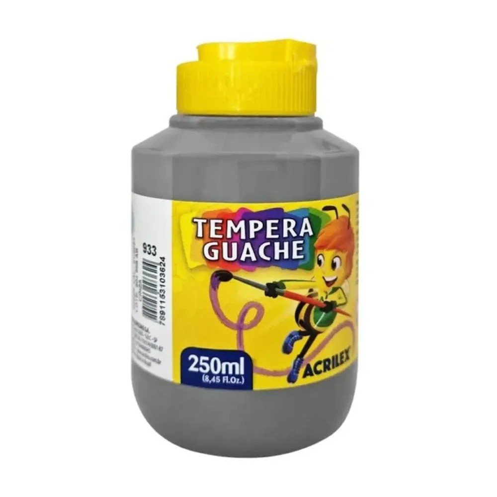 Tinta Tempera Guache Acrilex cor933-CINZA 250ml