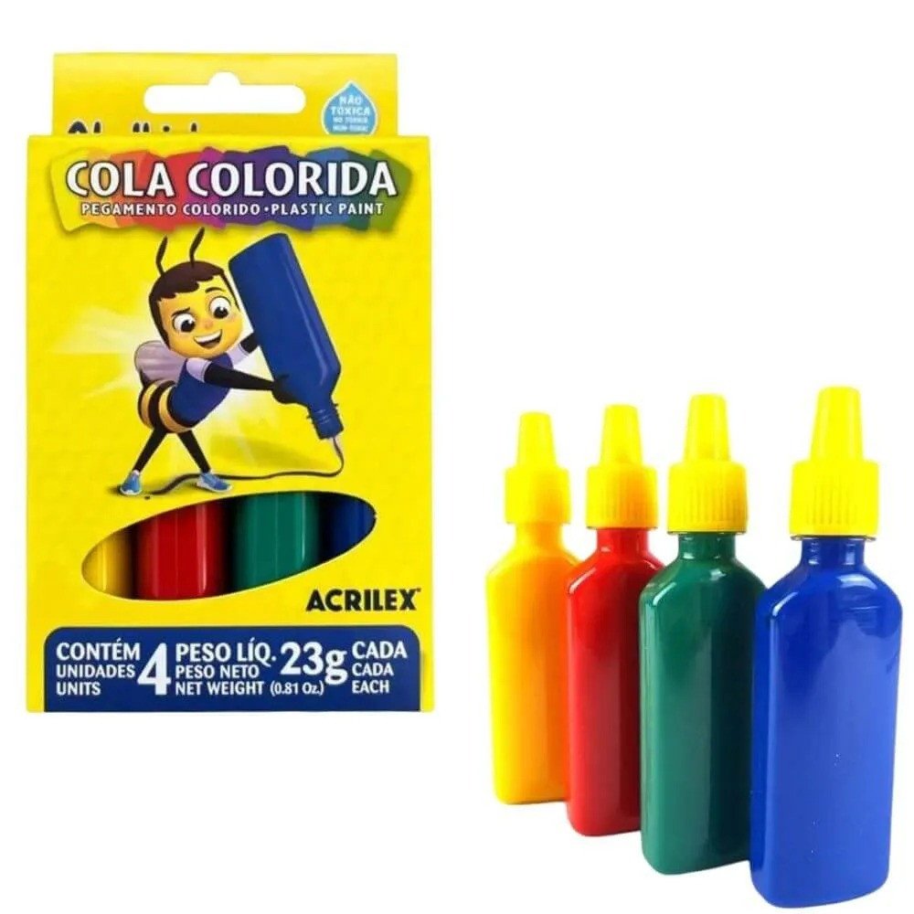 Kit Cola Colorida Escolar Acrilex SORTIDO 4und