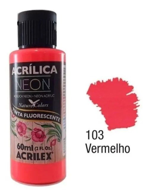 Tinta Acrílica Neon Acrilex Cor103-VERMELHO 60ml