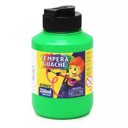 Tinta Tempera Guache Neon Acrilex cor101-VERDE 250ml