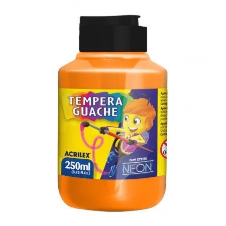 Tinta Tempera Guache Neon Acrilex cor105-LARANJA 250ml