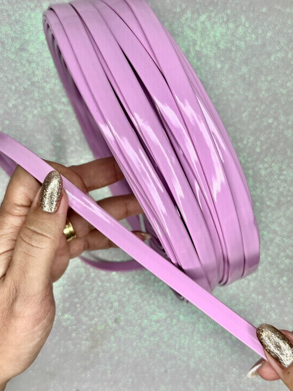 Tira Napa Verniz PatImport Ref:50147 ROSA MÉDIO 10mm metro