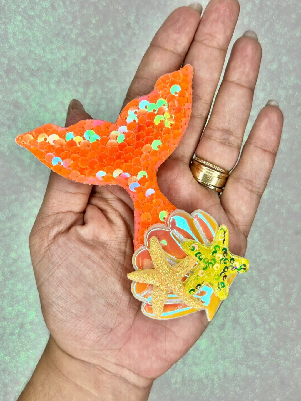 Aplique Cauda Sereia Lomil Ref:50736 LARANJA 10cm unidade