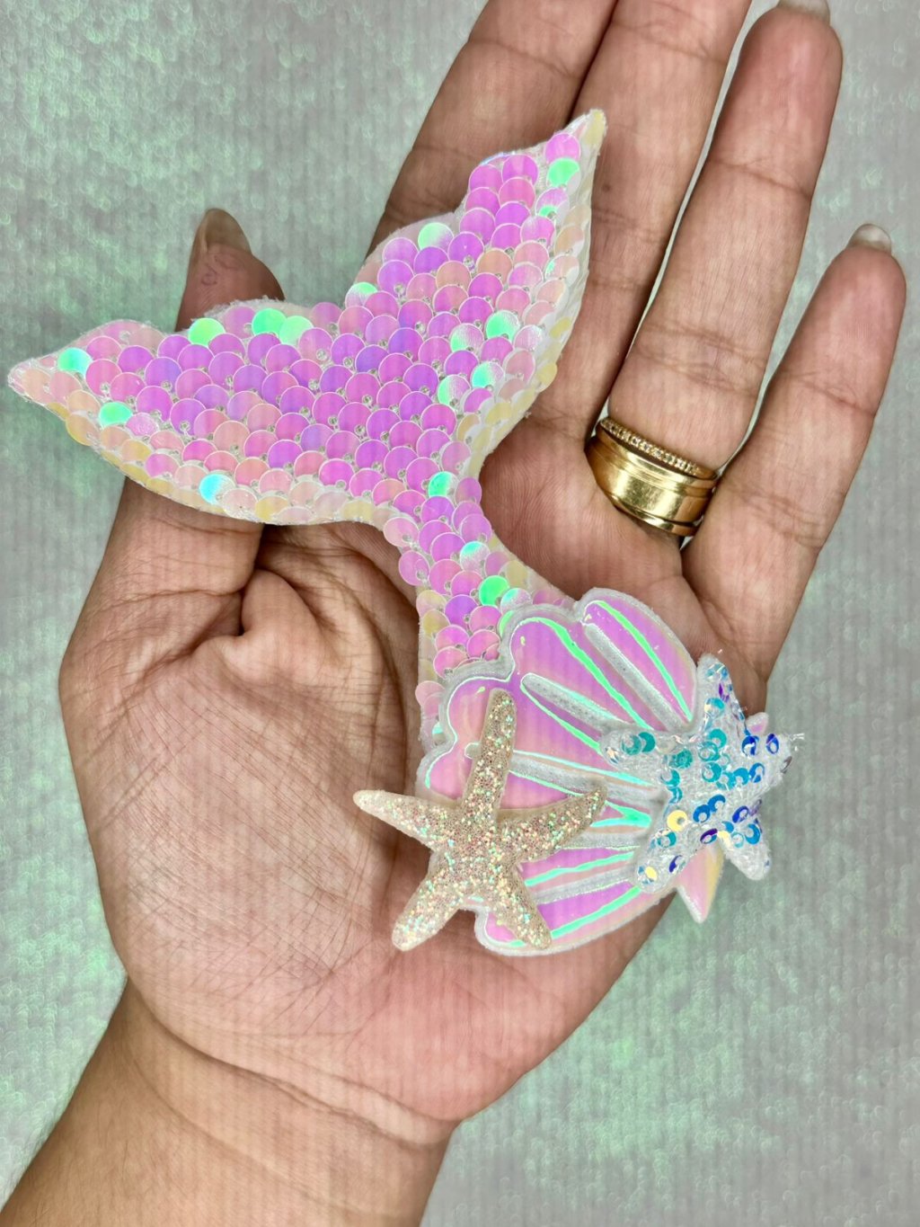 Aplique Cauda Sereia Lomil Ref:50736 BRANCO 10cm unidade