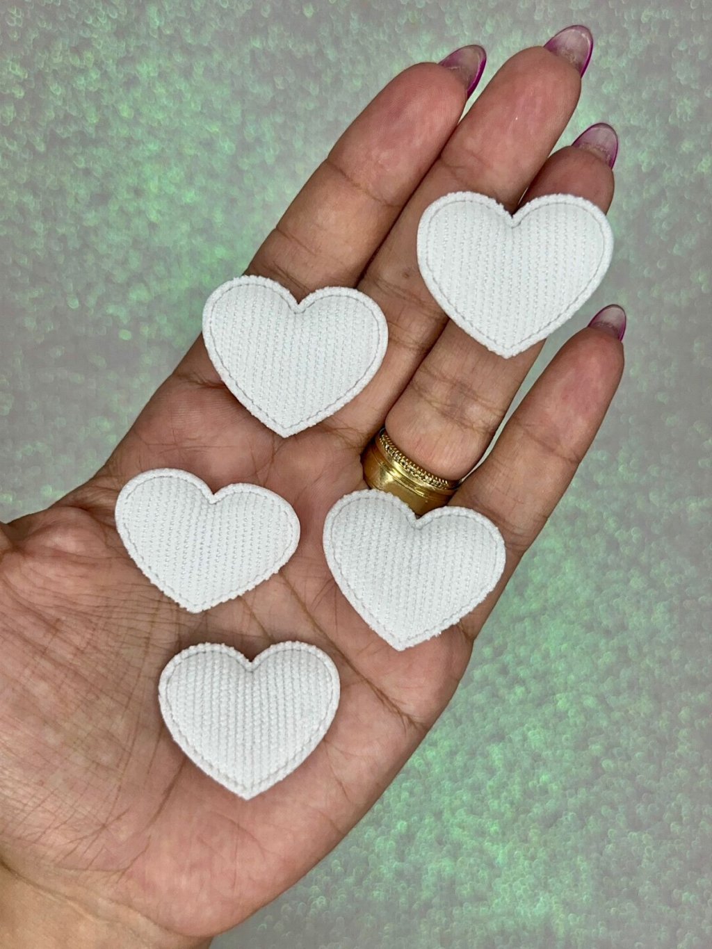 Aplique Coração Veludo Mili Ref:43574 BRANCO 35mm 10und