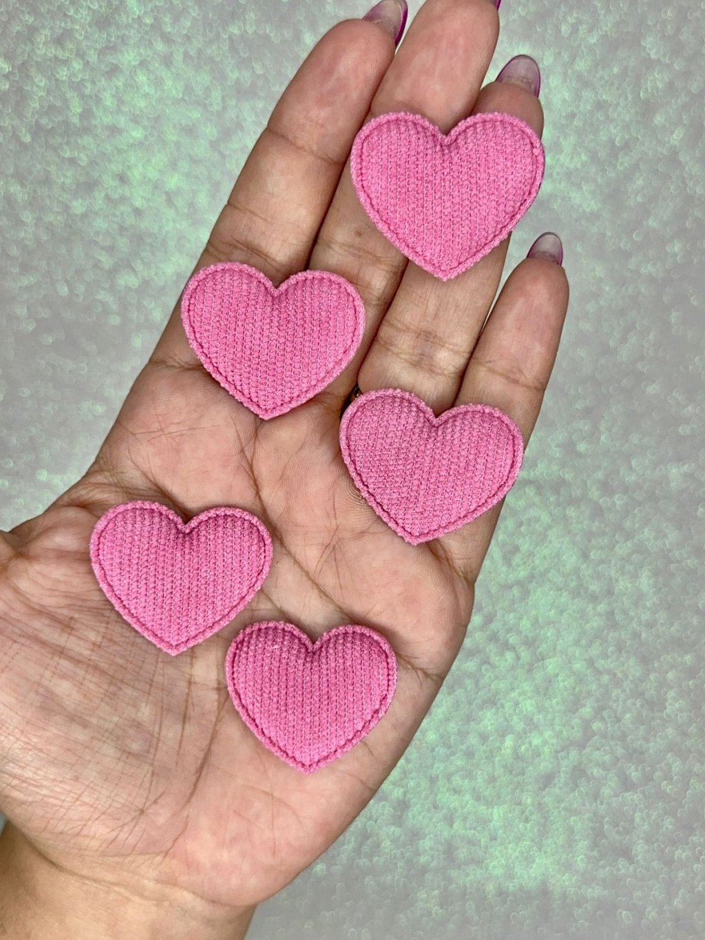 Aplique Coração Veludo Mili Ref:43574 ROSA MEDIO 35mm 10und