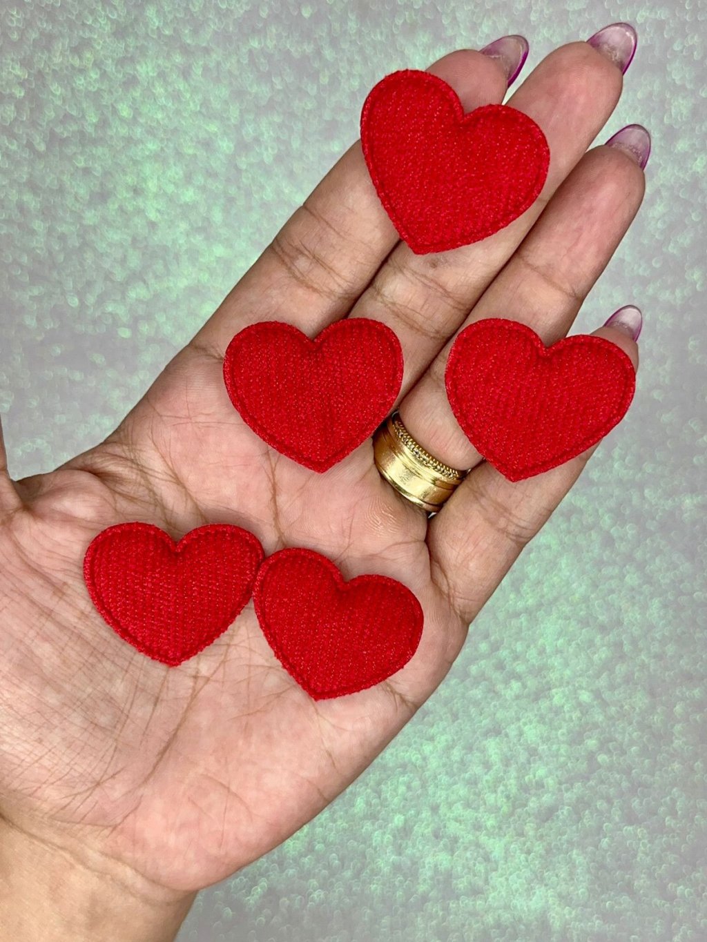 Aplique Coração Veludo Mili Ref:43574 VERMELHO 35mm 10und