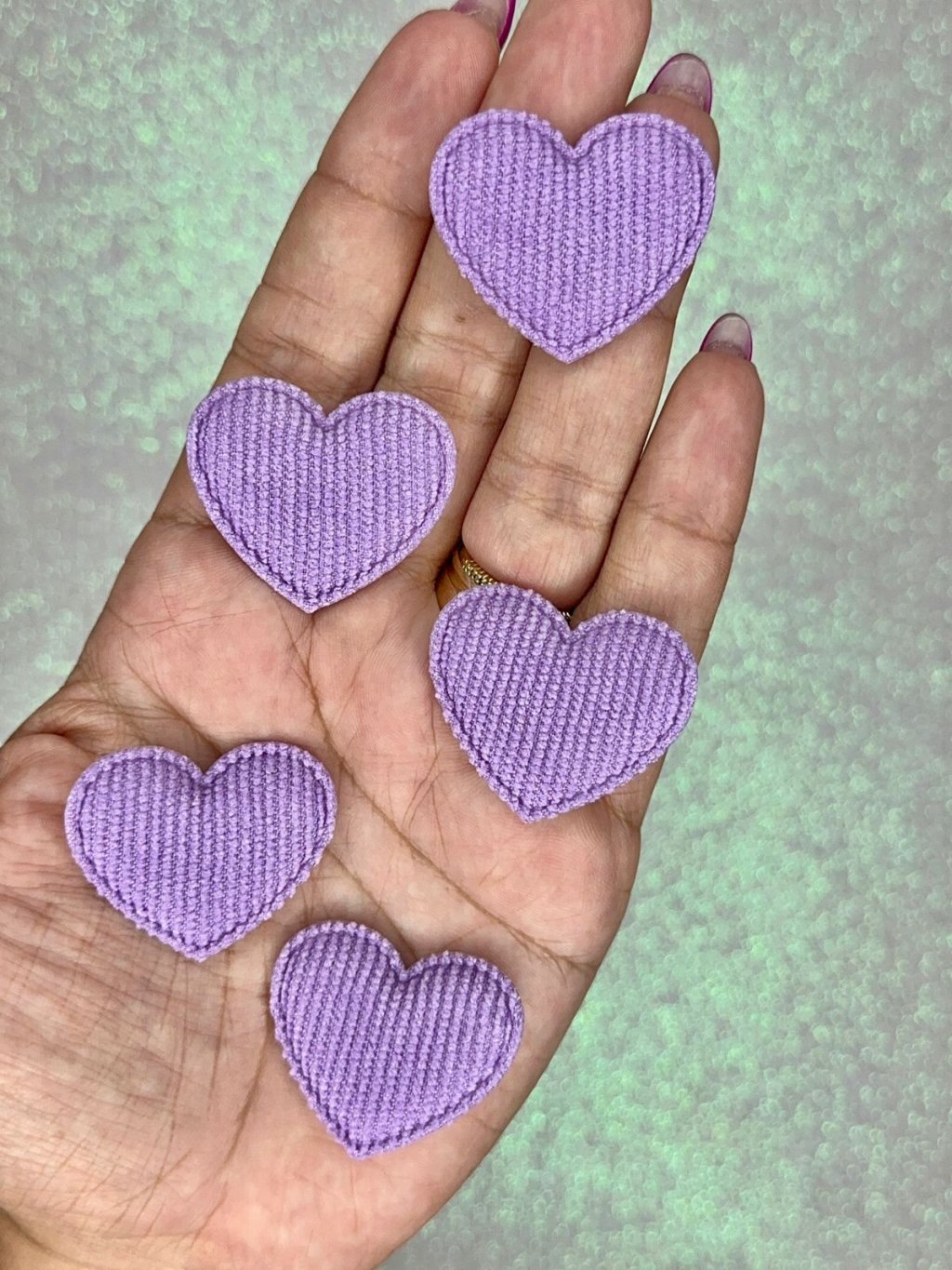 Aplique Coração Veludo Mili Ref:43574 LAVANDA 35mm 10und