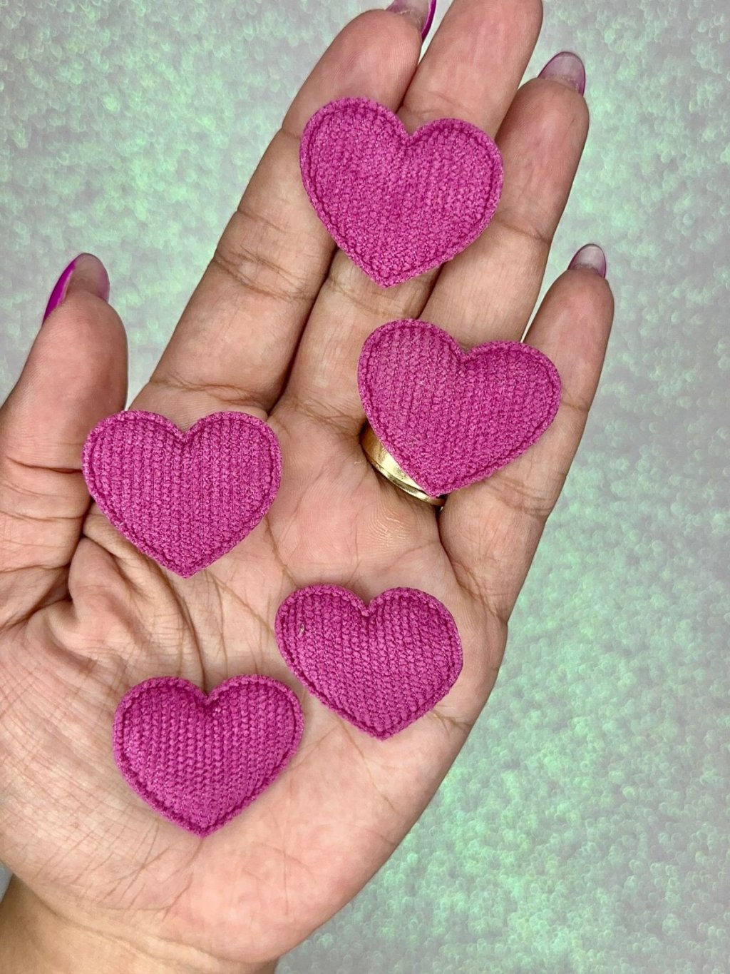 Aplique Coração Veludo Mili Ref:43574 FÚCSIA 35mm 10und