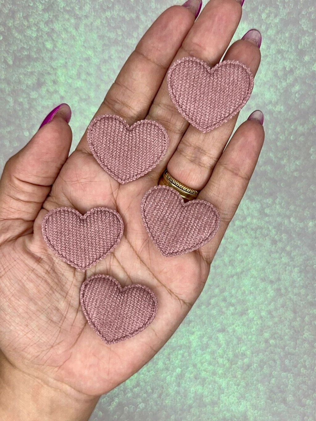 Aplique Coração Veludo Mili Ref:43574 ROSE ESCURO 35mm 10und