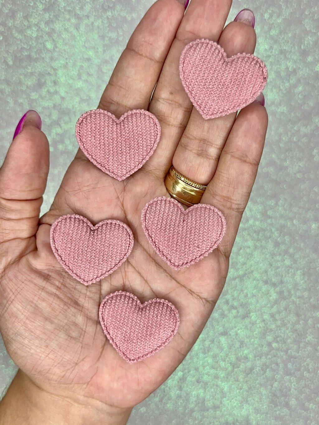 Aplique Coração Veludo Mili Ref:43574 ROSA SECO CLARO 35mm 10und