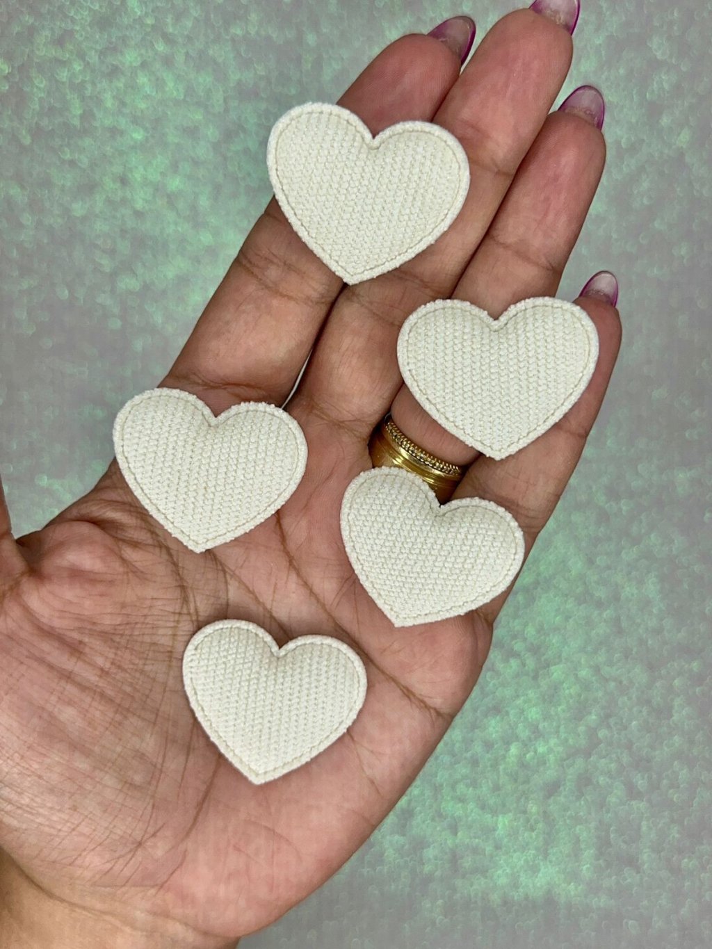 Aplique Coração Veludo Mili Ref:43574 OFFWHITE 35mm 10und