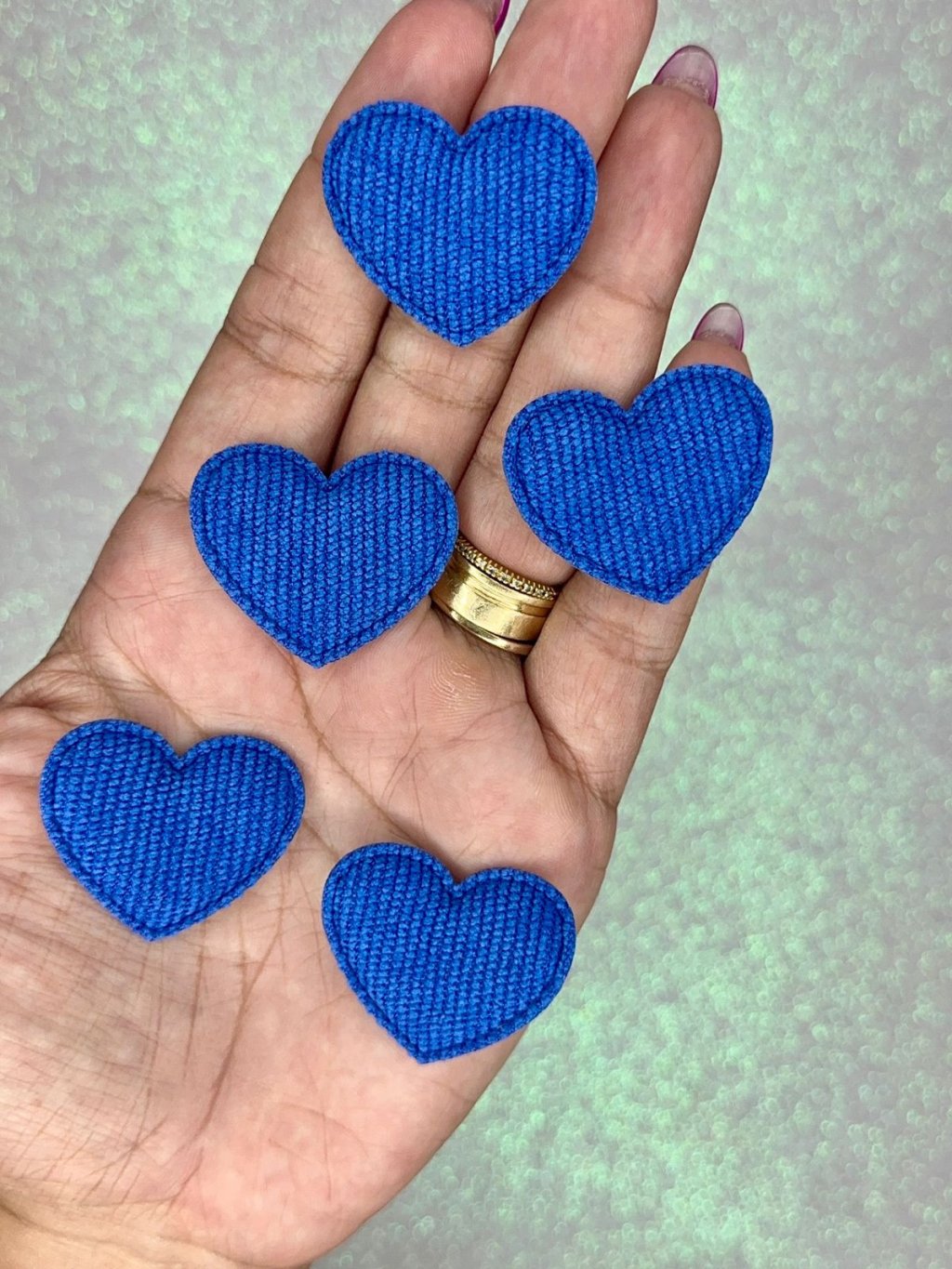 Aplique Coração Veludo Mili Ref:43574 AZUL ROYAL 35mm 10und