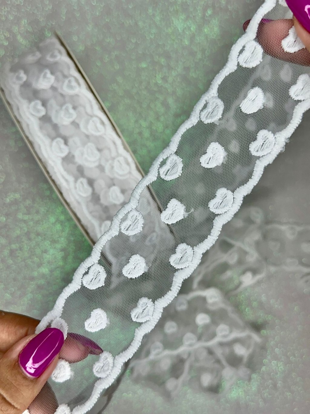 Fita Renda Coração Yama Ref:48874 38mm BRANCO 02mt