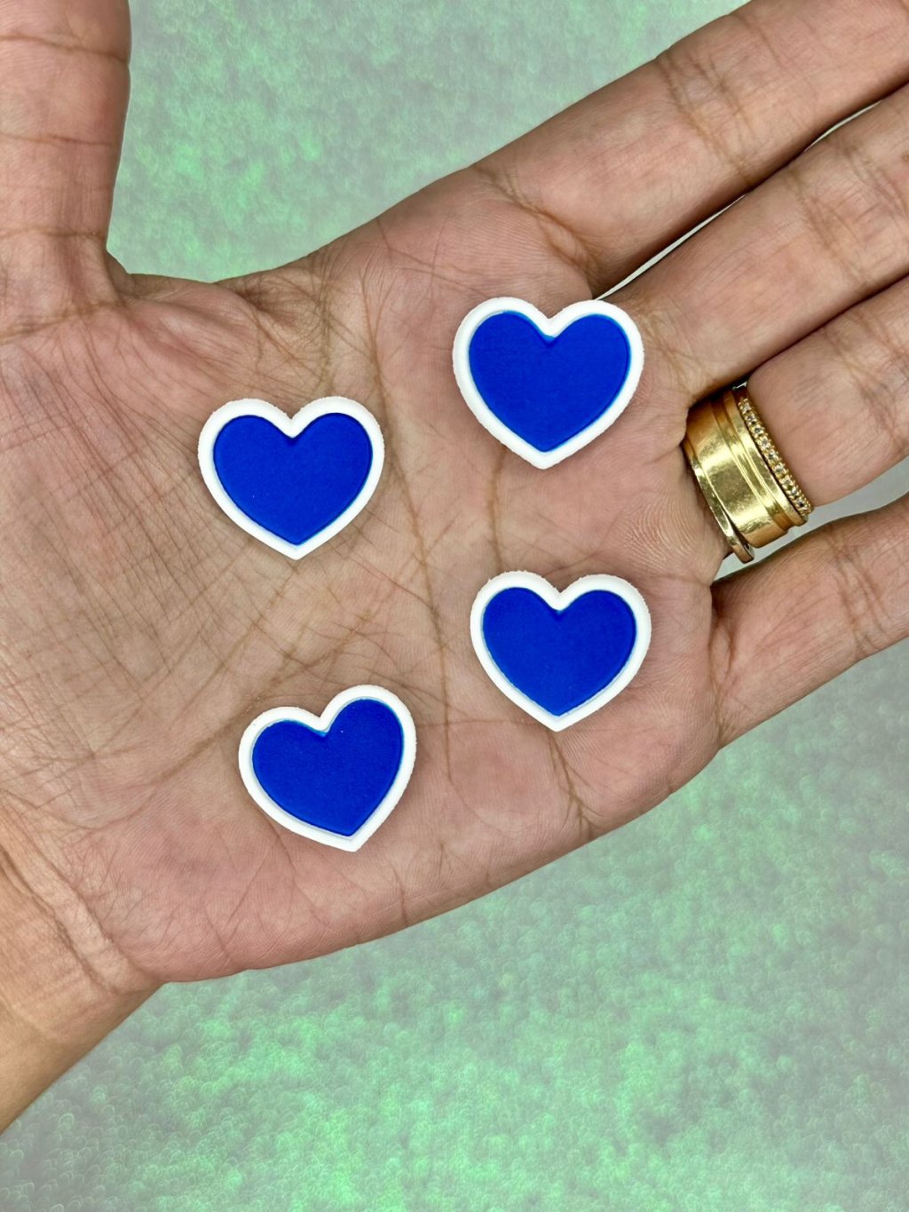 Aplique Emborrachado Coração Ref:50947 AZUL/BRANCO 20X23mm 04und