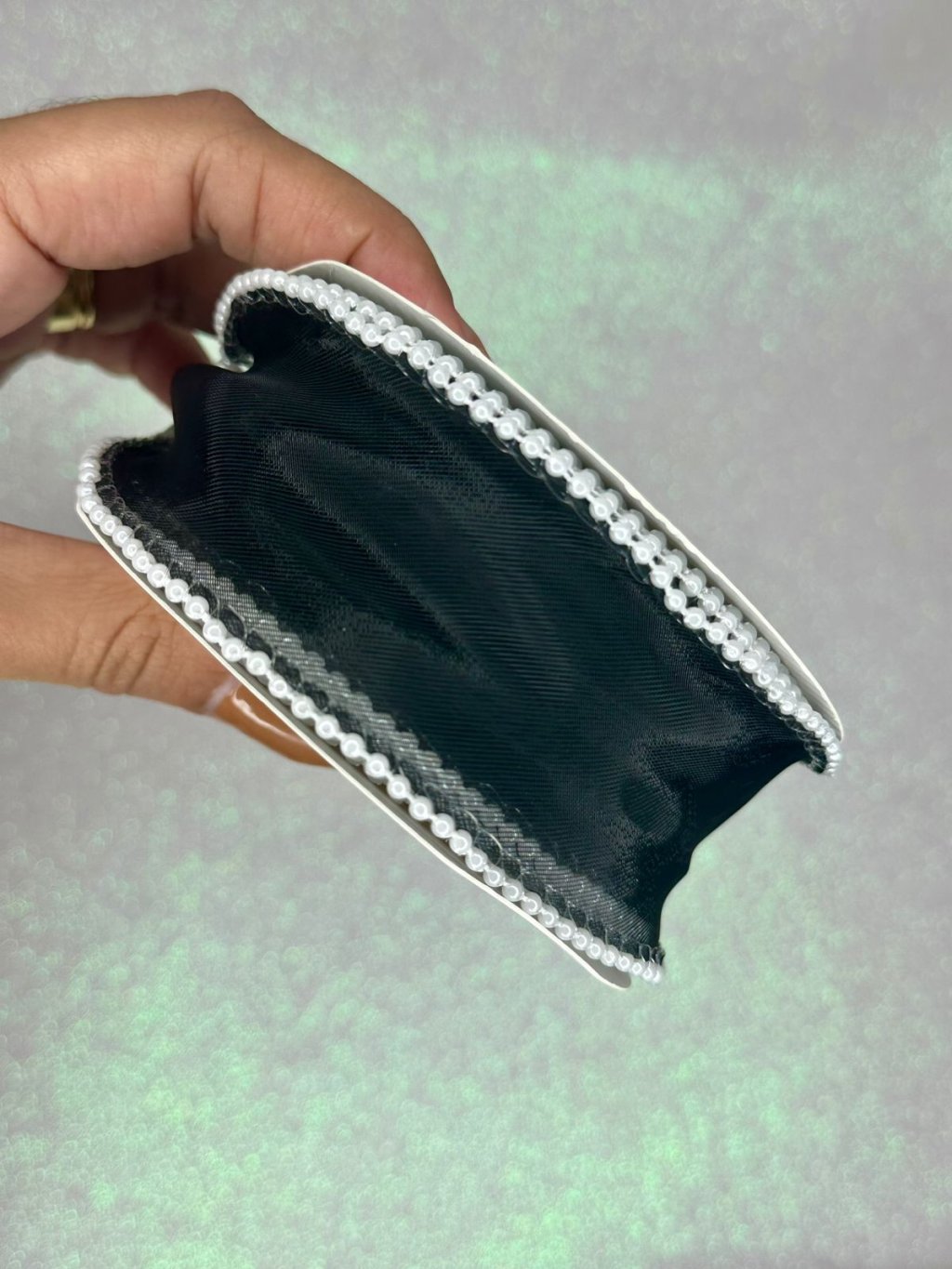 Fita Organza c/Pérola Mili Ref:49880 PRETA 38mm 02mt