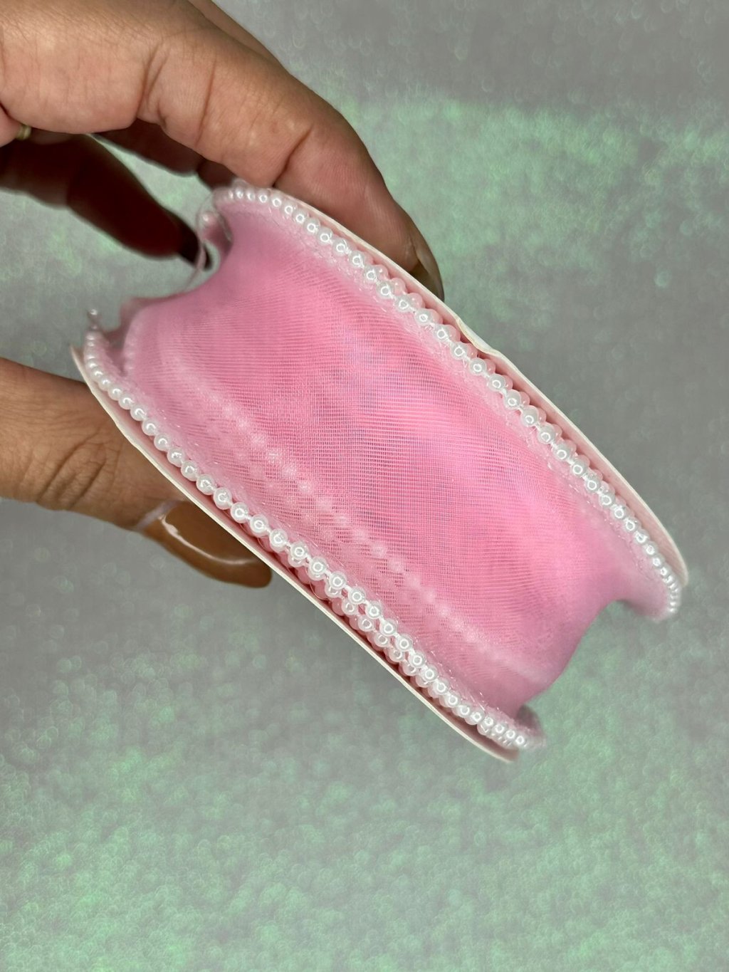 Fita Organza c/Pérola Mili Ref:49880 ROSA 38mm 02mt