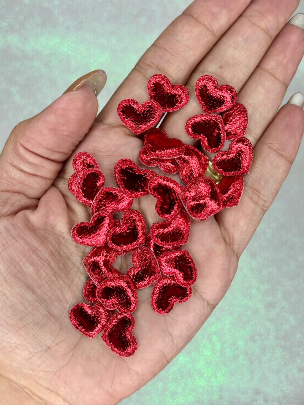 Aplique Mini Coração Metalizado Yama Ref:43153 VERMELHO 15mm 20und