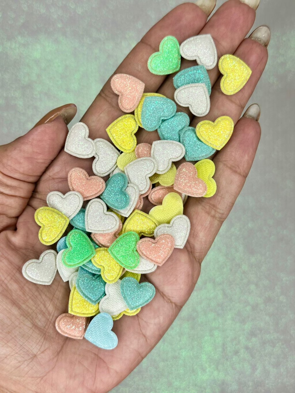 Aplique Mini Coração Gliter Yama Ref:43153 COLOR CANDY 15mm 20und