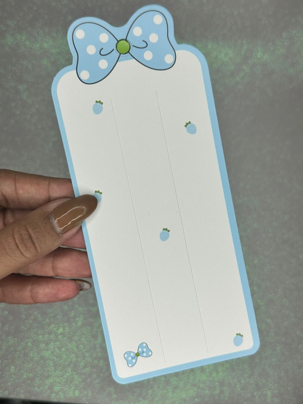 Papeletas Bico Pato Retang Laço/Morango Lomil LM587 17,5cm x 7,5cm AZUL 25und