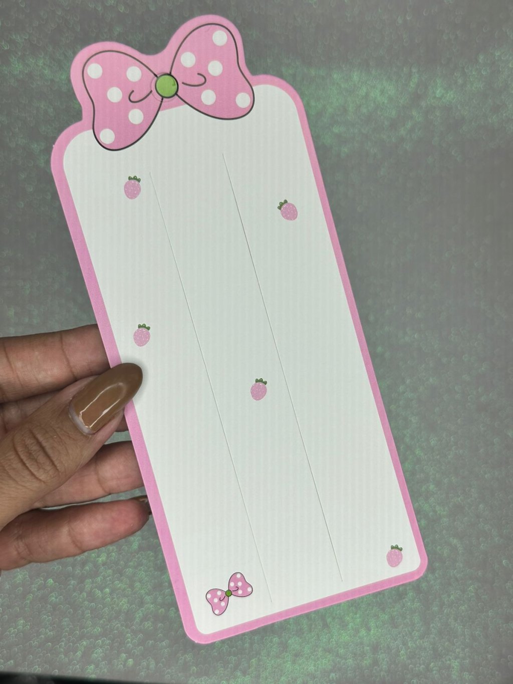 Papeletas Bico Pato Retang Laço/Morango Lomil LM587 17,5cm x 7,5cm ROSA 25und