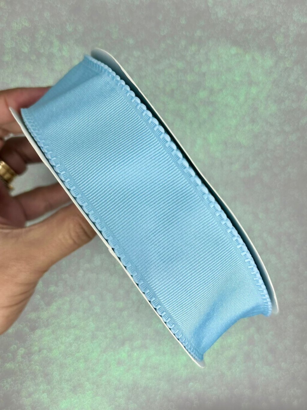 Fita Gorgurão Borda Trabalhada Mili Cor308-AZUL SERENITY 38mm 02mt