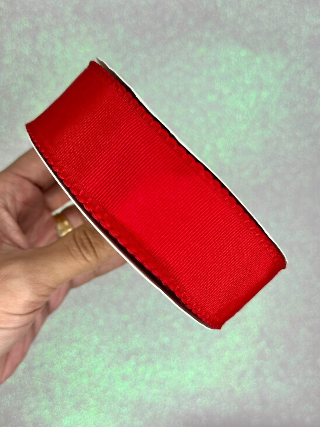 Fita Gorgurão Borda Trabalhada Mili Cor250-VERMELHO 38mm 02mt