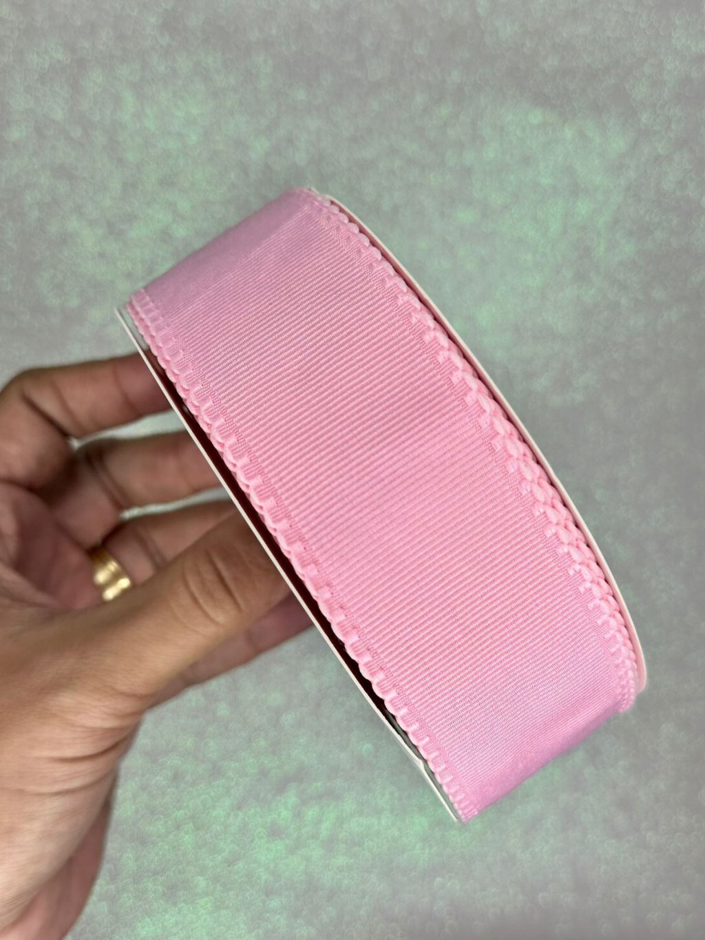 Fita Gorgurão Borda Trabalhada Mili Cor123-ROSA CLARO 38mm 02mt