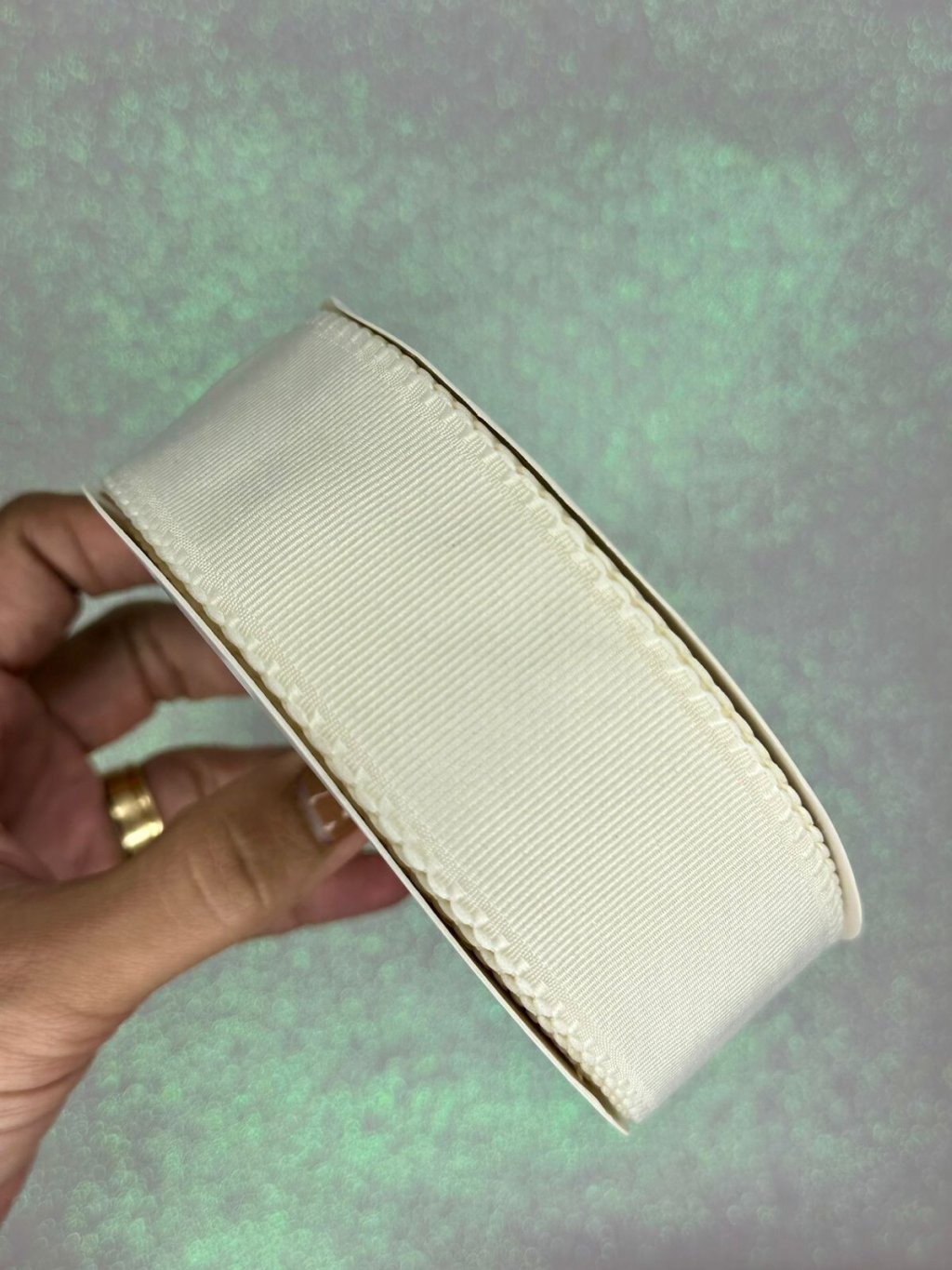 Fita Gorgurão Borda Trabalhada Mili Cor028-OFFWHITE 38mm 02mt