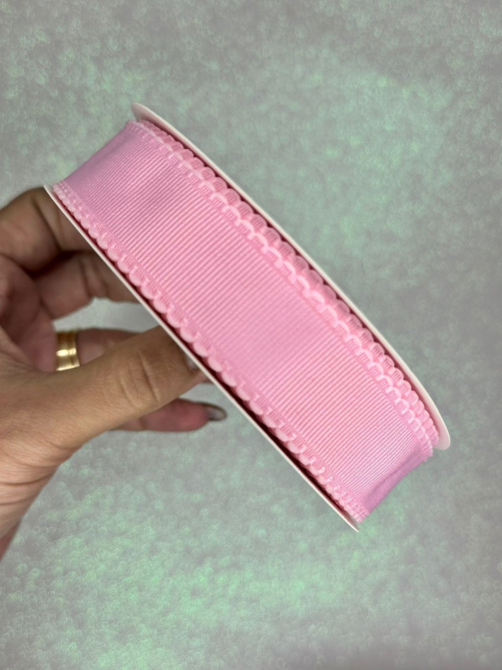 Fita Gorgurão Borda Trabalhada Mili Cor123-ROSA CLARO 25mm 02mt